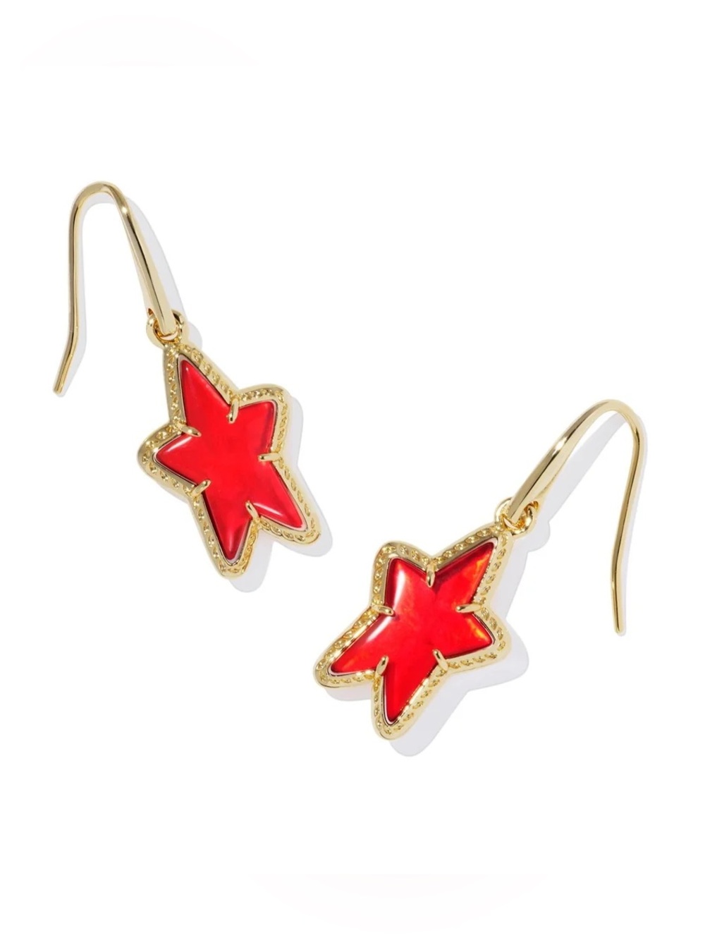 Kendra Scott Ada Star Small Drop Earrings in red.
